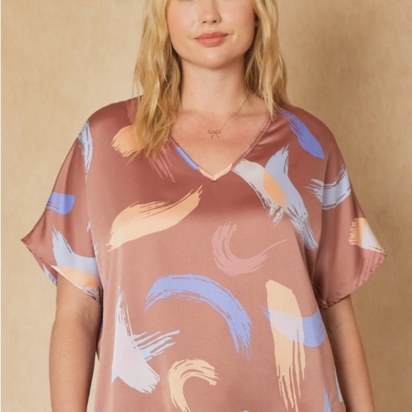 Entro Brown and Tan Blouse - Picture 1 of 6